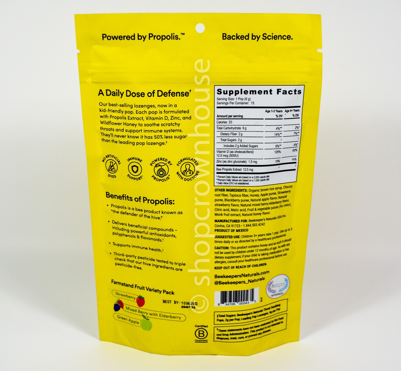 Beekeepers Naturals PROPOLIS SOOTHING POPS immune support 15ct VARIETY 10/2028