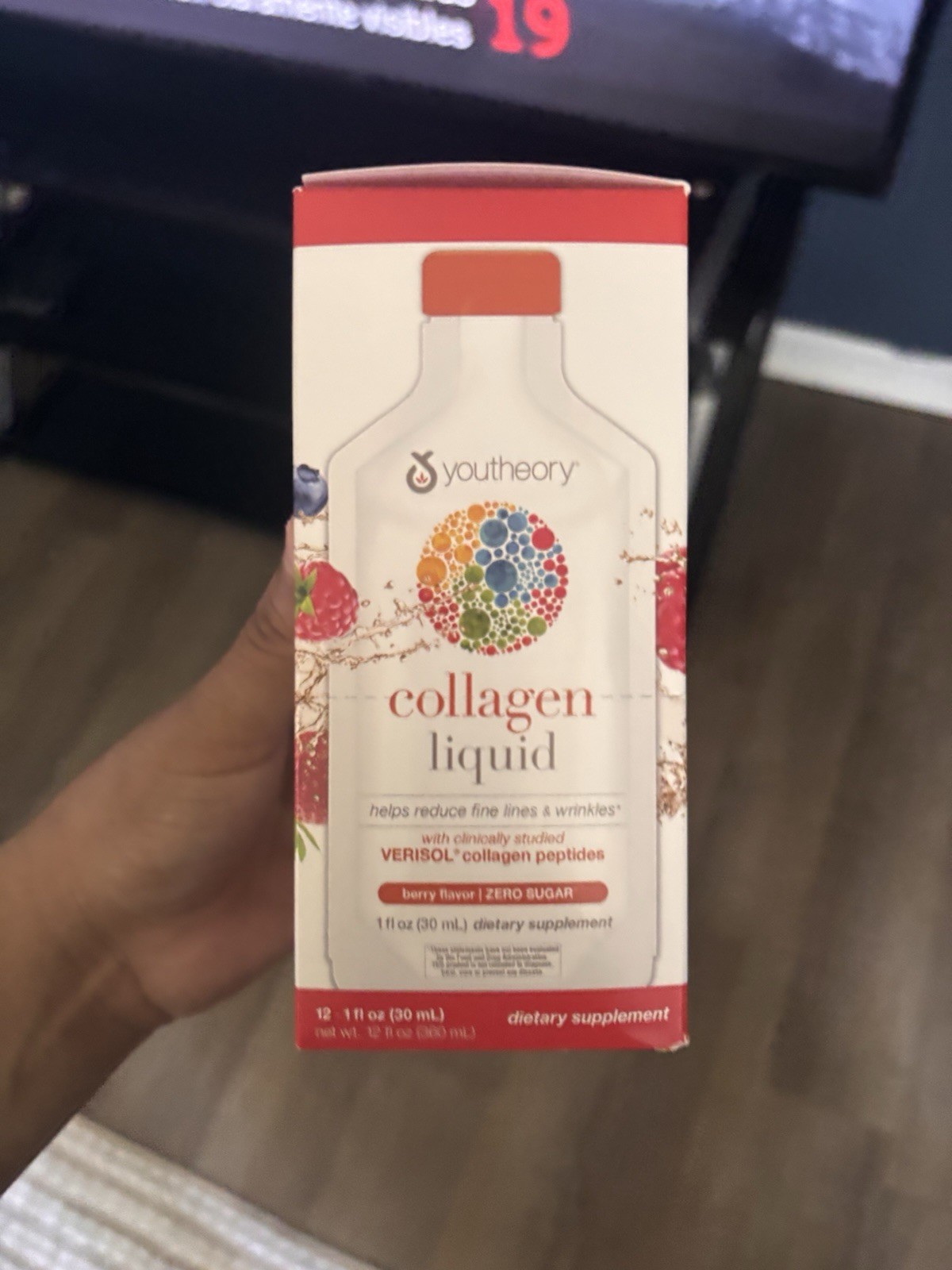 Youtheory Liquid Collagen 5,000mg Natural Berry Sugar-Free 12 Count Hair Skin