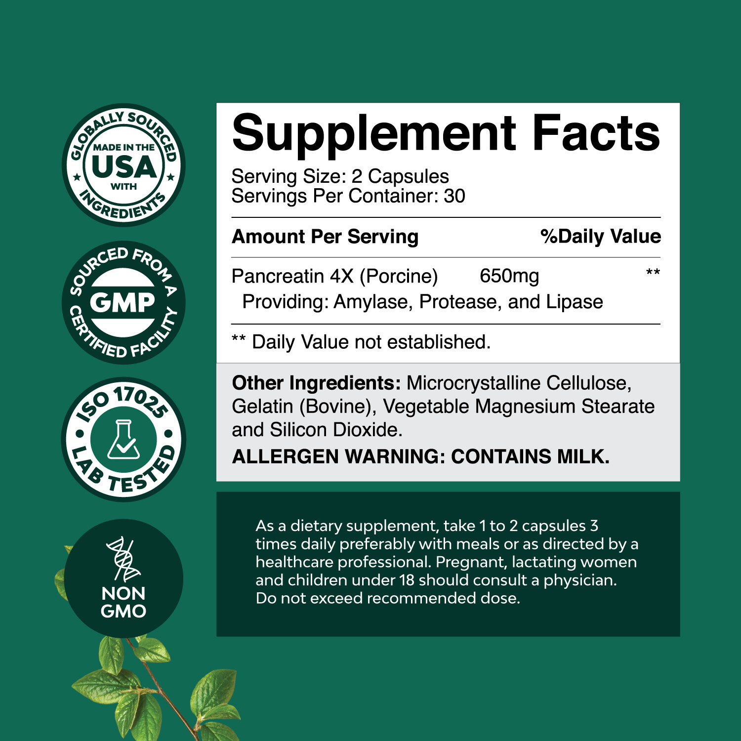 Pancreatin Digestive Enzymes for Digestive Health – Protease Amylase & Lipase