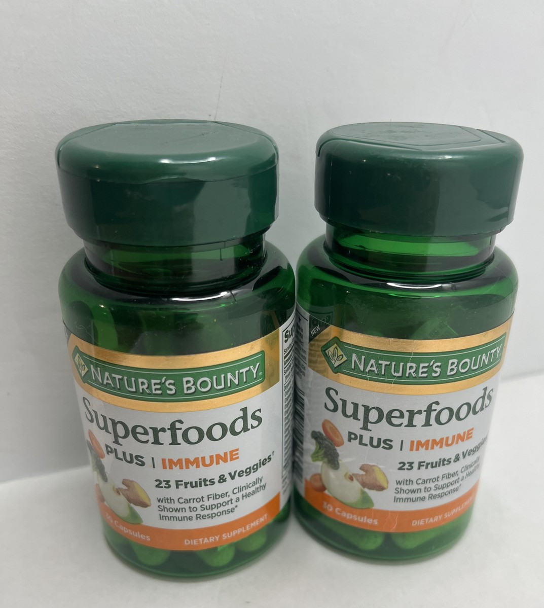 Nature’s Bounty 2pk Superfoods Plus Immune 30 Capsules 23 Fruits Veg Exp 12/26