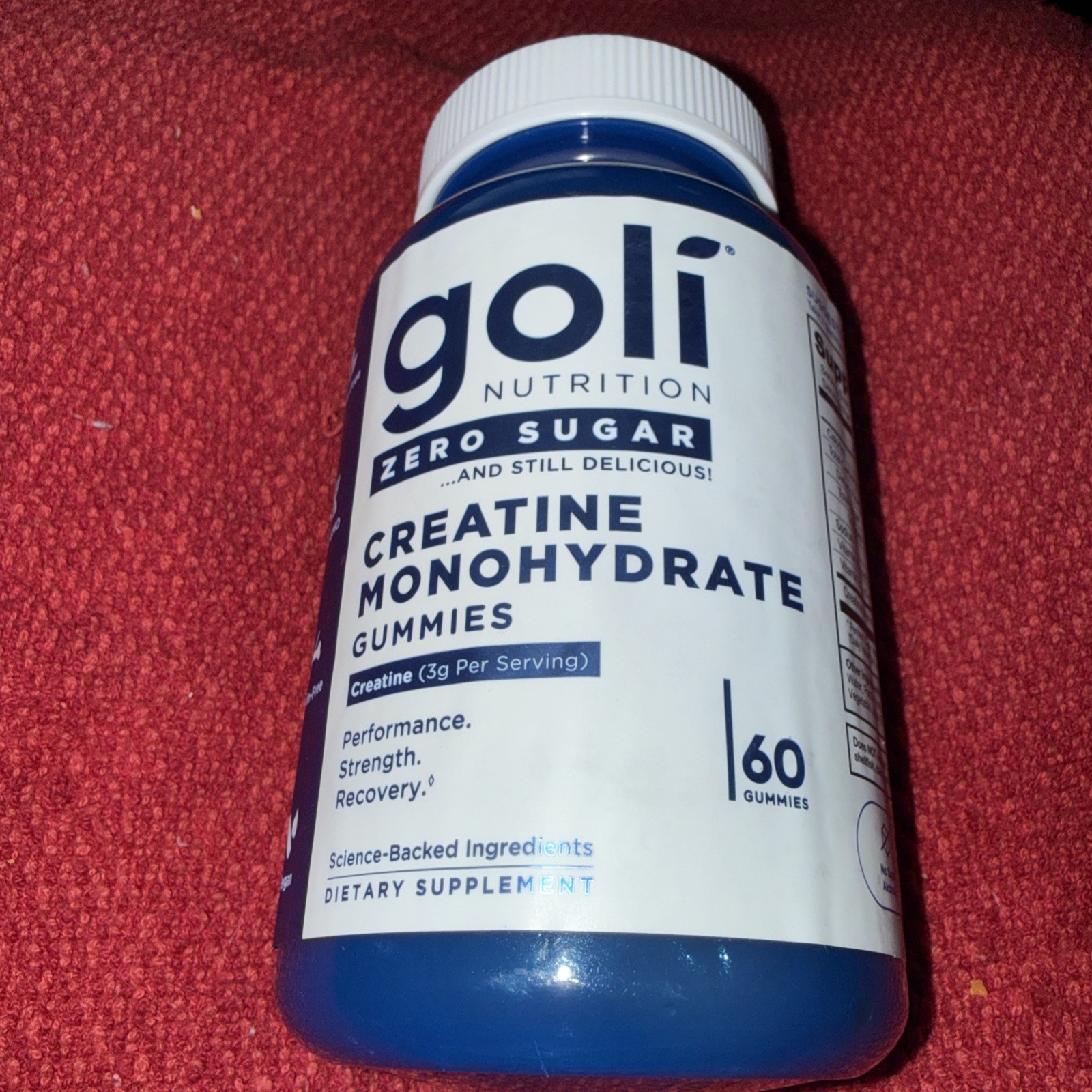 Goli Nutrition Creatine Monohydrate Gummies Zero Sugar 60 Gluten-Free Vegan Keto