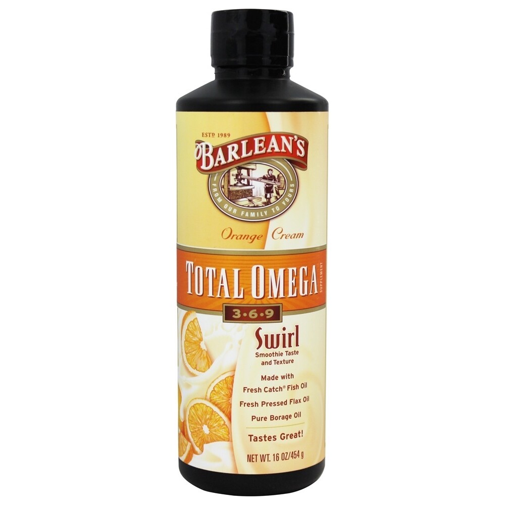 Barlean’s Total Omega 3-6-9 Swirl Orange Cream, 16 Ounces