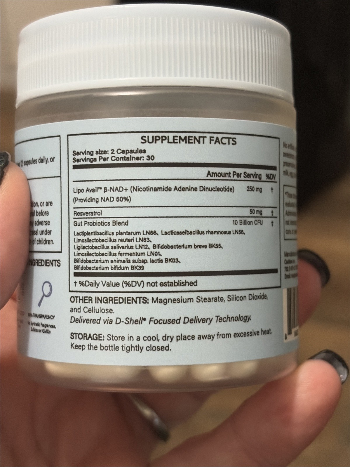 CADDARA Elevate NAD+ + Resveratrol Probiotics Gut Health Capsules 60 Exp 2029