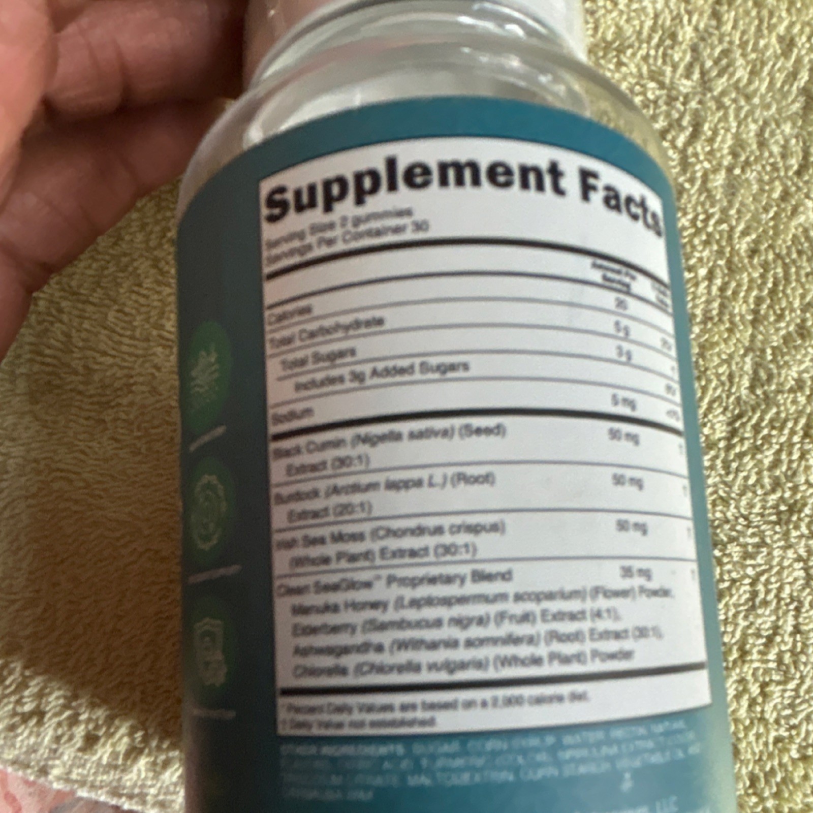 Clean Nutra Sea Moss Black Seed Oil Burdock Root Elderberry Gummies Vegan 60ct
