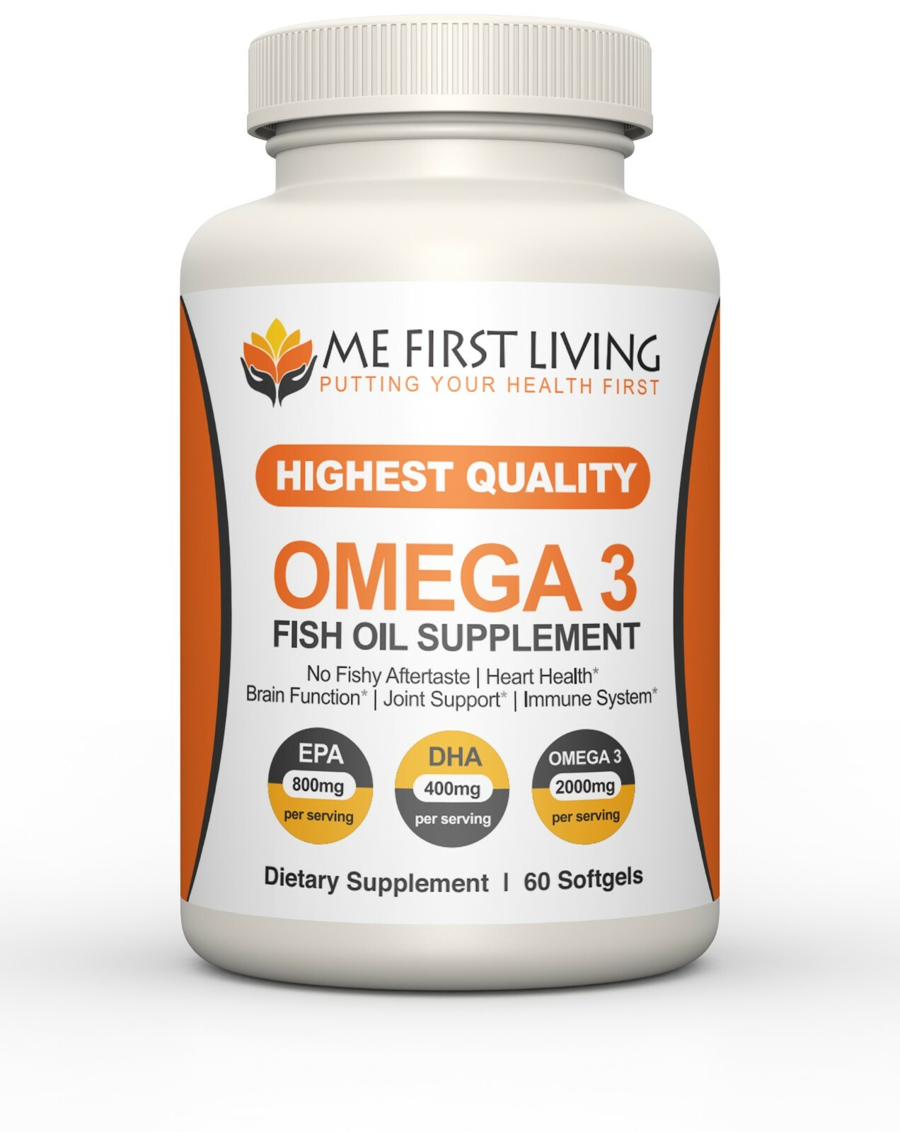 Me First Living Fish Oil 2000 MG Omega 3, 800mg EPA, 400mg DHA – 60 Softgels