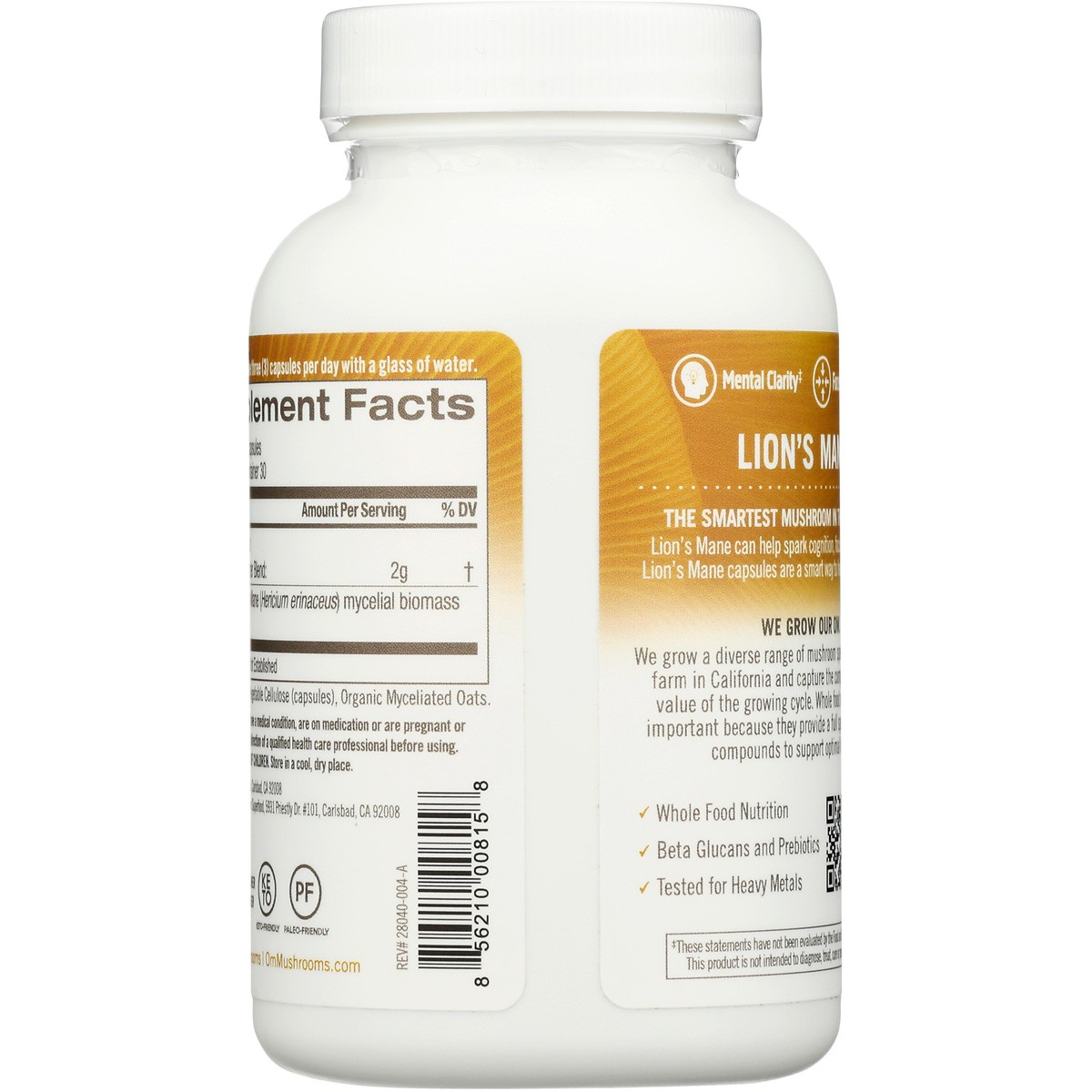 Lion’S Mane Mushroom Superfood Capsules By Om 90 Vegetarian 1 Pack