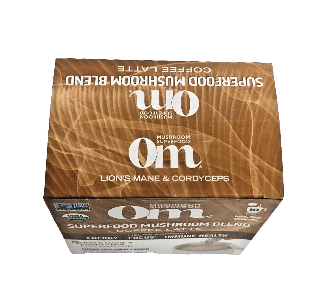 OM Superfood Mushroom Blend Coffee Latte Energy Focus Immune Health 10 Packets