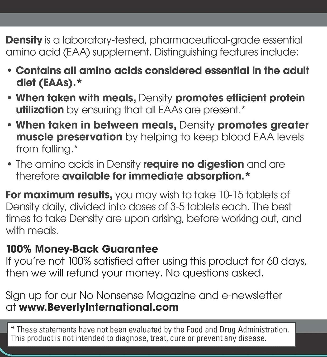 Beverly International Density, 150 tablets.