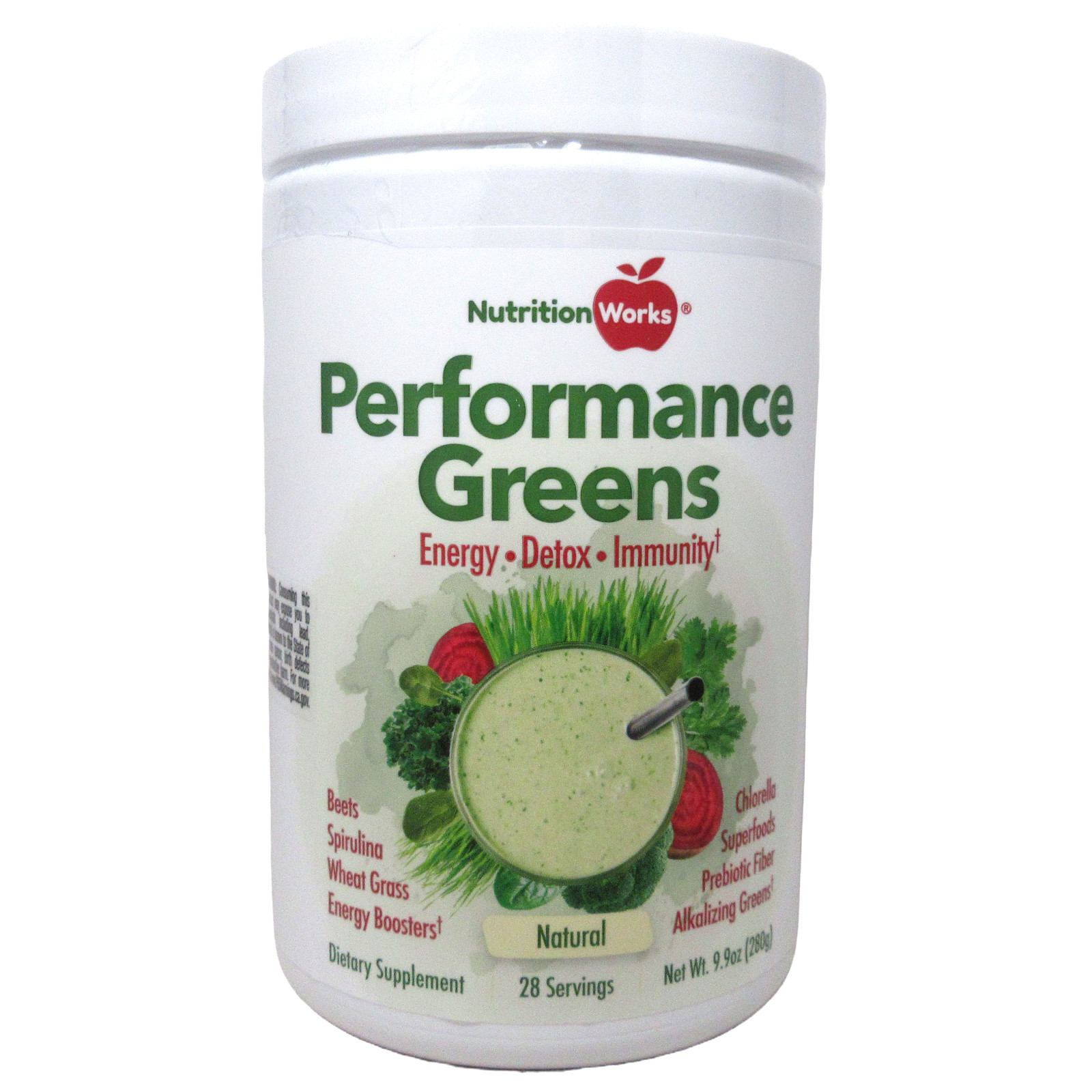 Nutrition Works Performance Greens Smoothie Powder Drink Mix Energy Detox 9.9 oz