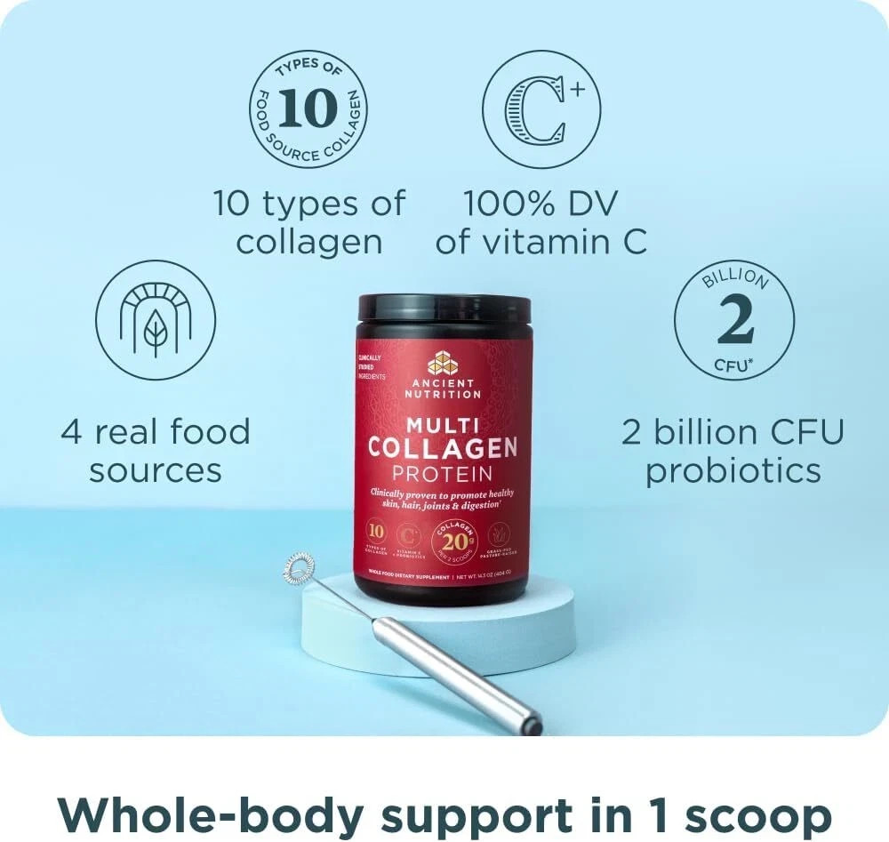 Ancient Nutrition Multi Collagen Protein Vitamin C & Probiotics 8.6 oz