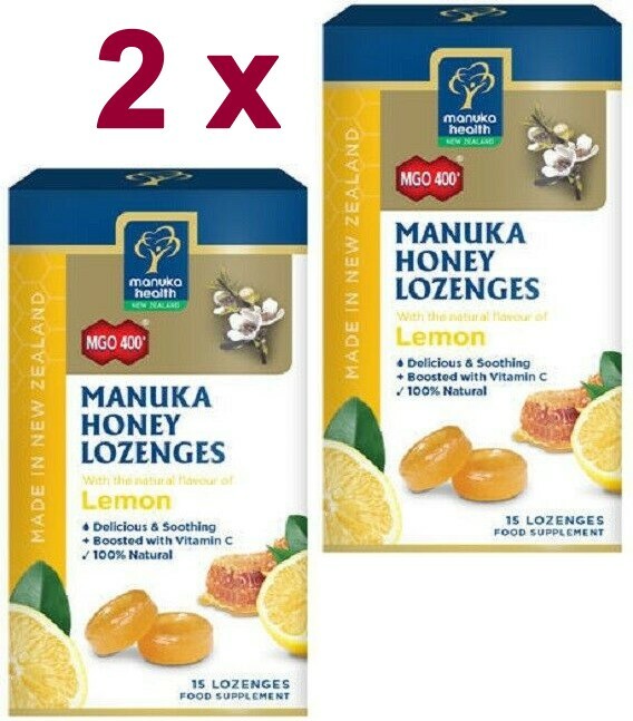 2 x Manuka Health Manuka Honey MGO™ 400+ Lemon 15 Lozenges 100% NATURAL