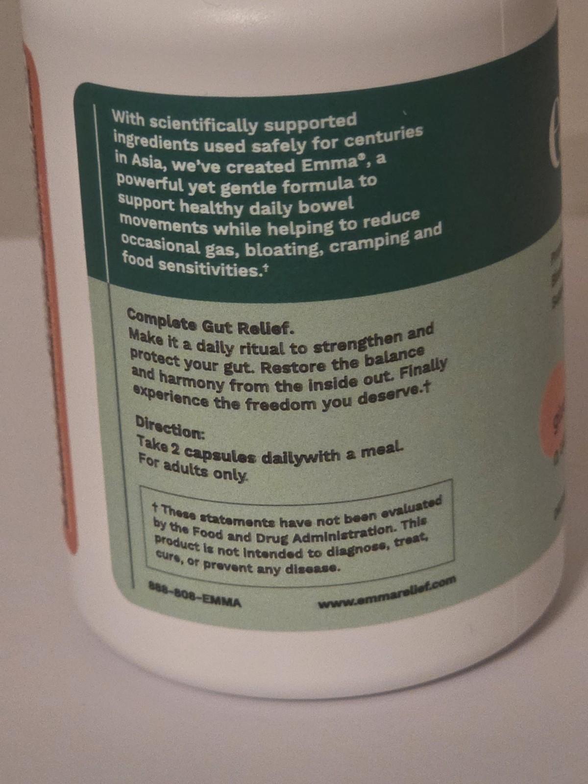 emma Gut Relief Dietary Supplement Digestive Support, 60 Capsules EXP 01/2027