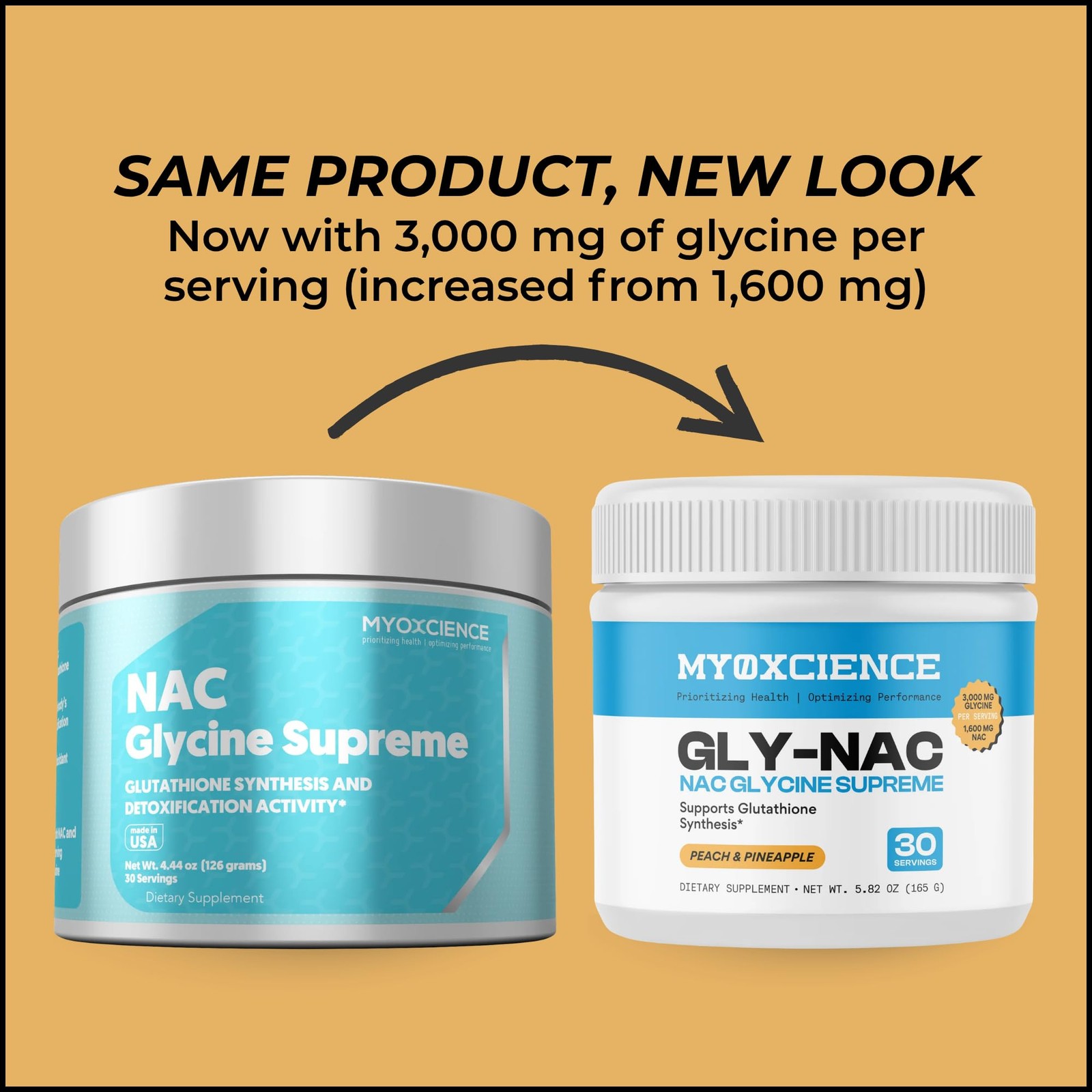 MYOXCIENCE NAC Glycine Supreme | N-Acetyl-L-Cysteine, 4.44 Ounce (Pack of 1)