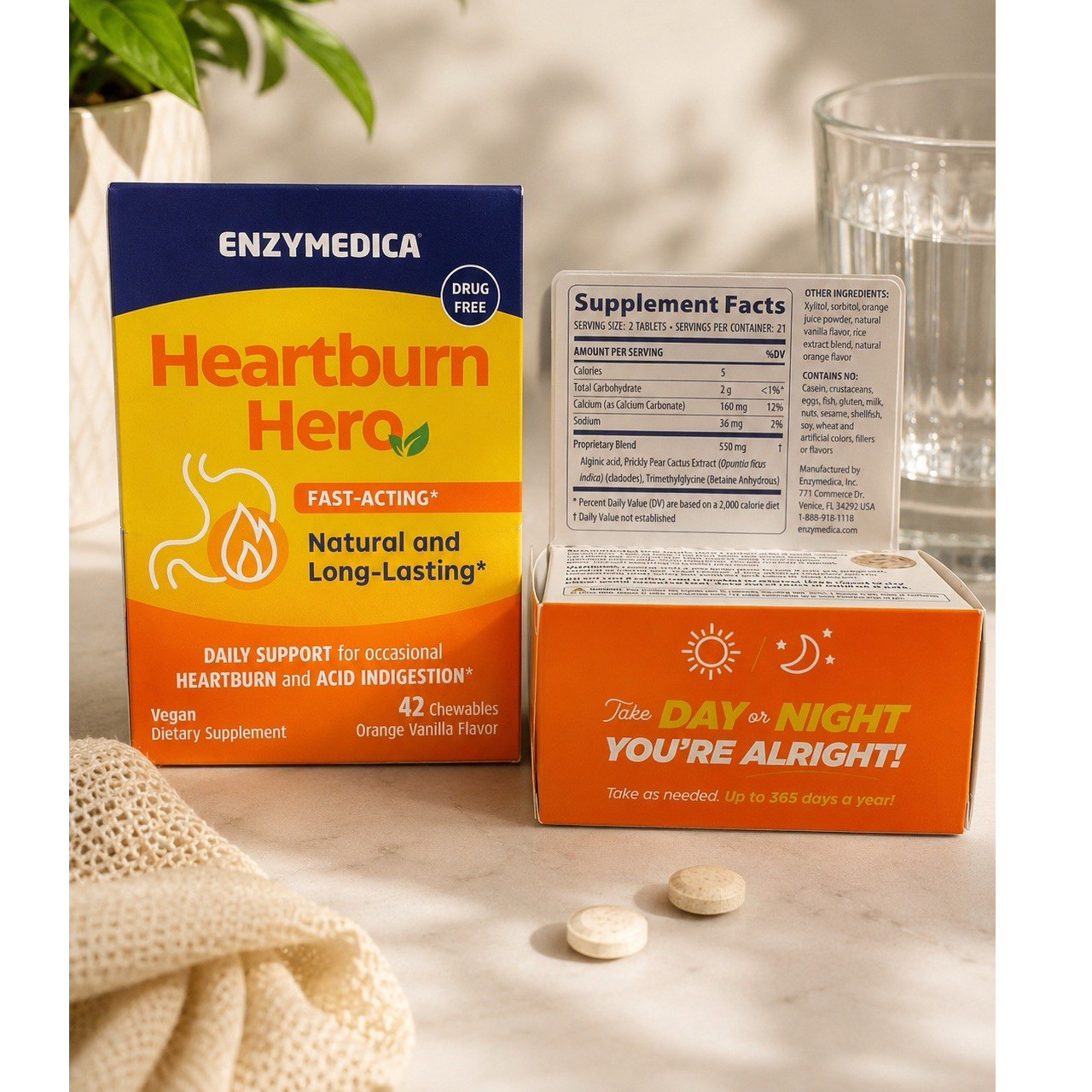 Enzymedica Heartburn Hero Fast-Acting Chewables 42 Count Pack of 2