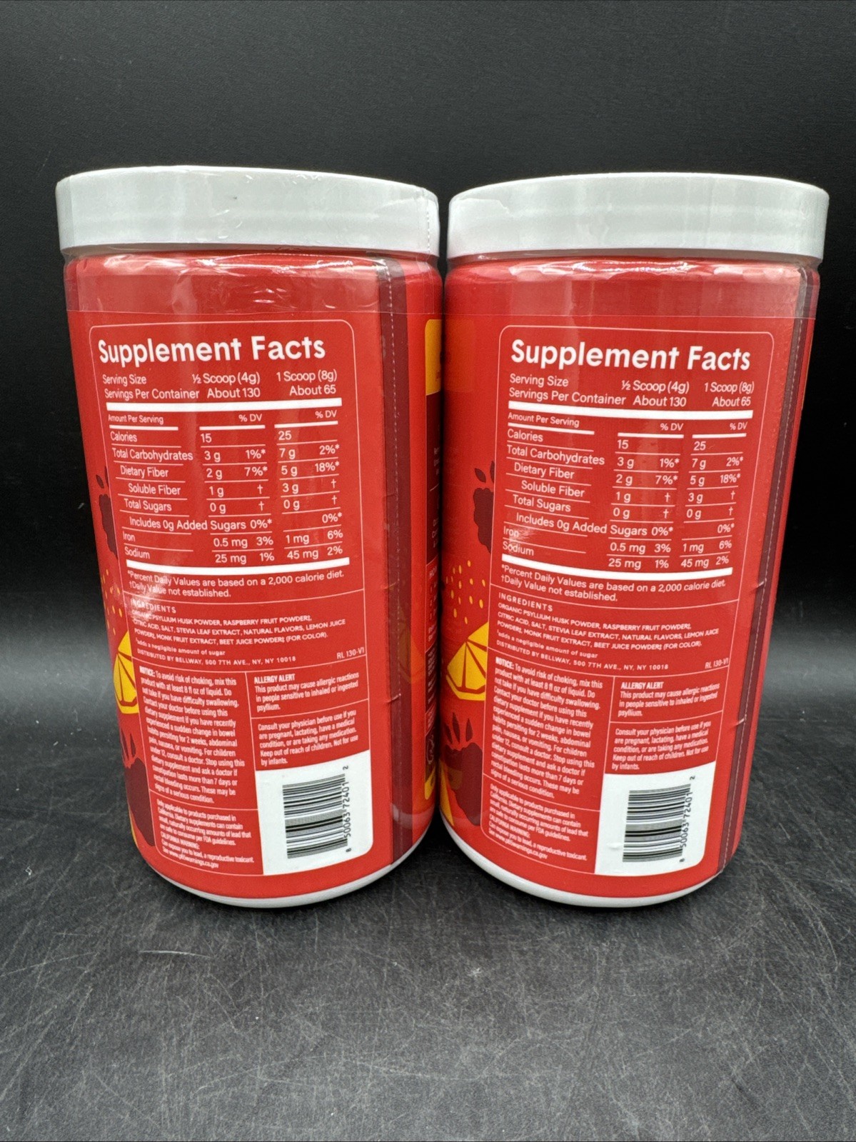 Lot of 2 – Bellway Super Fiber + Fruit Psyllium Husk Raspberry Lemon – 36oz