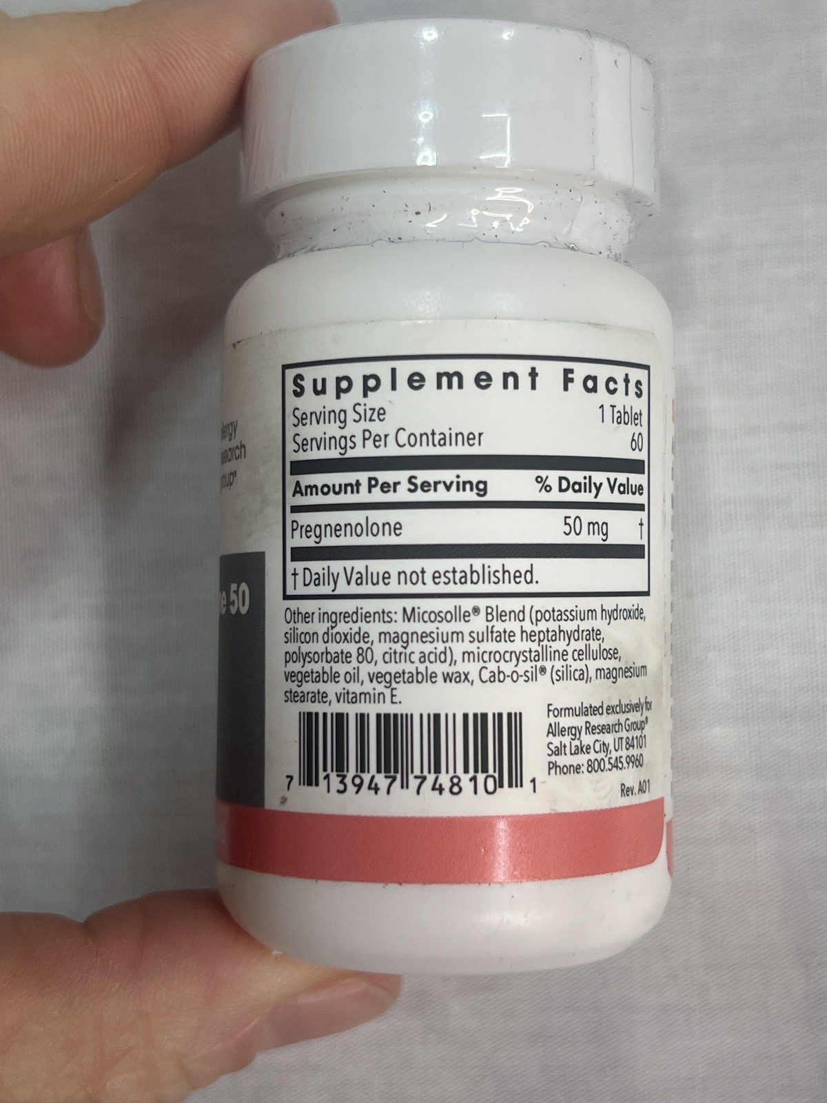 Allergy Research Group Pregnenolone 50 Micronized 60 Tabs Exp 06/27 New