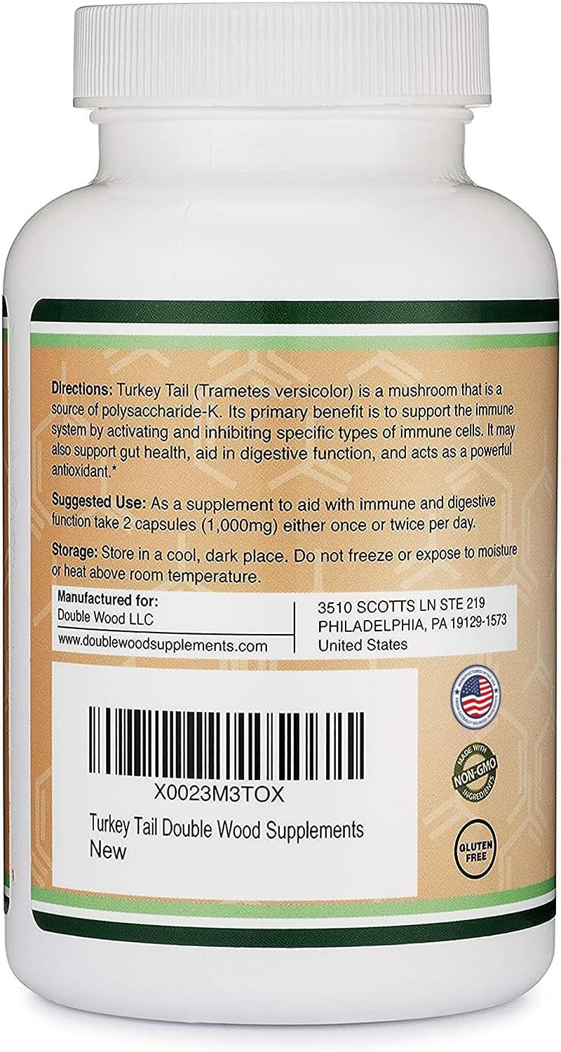 Turkey Tail Mushroom Supplement (120 Capsules – 2 Month Supply) (Coriolus Versic