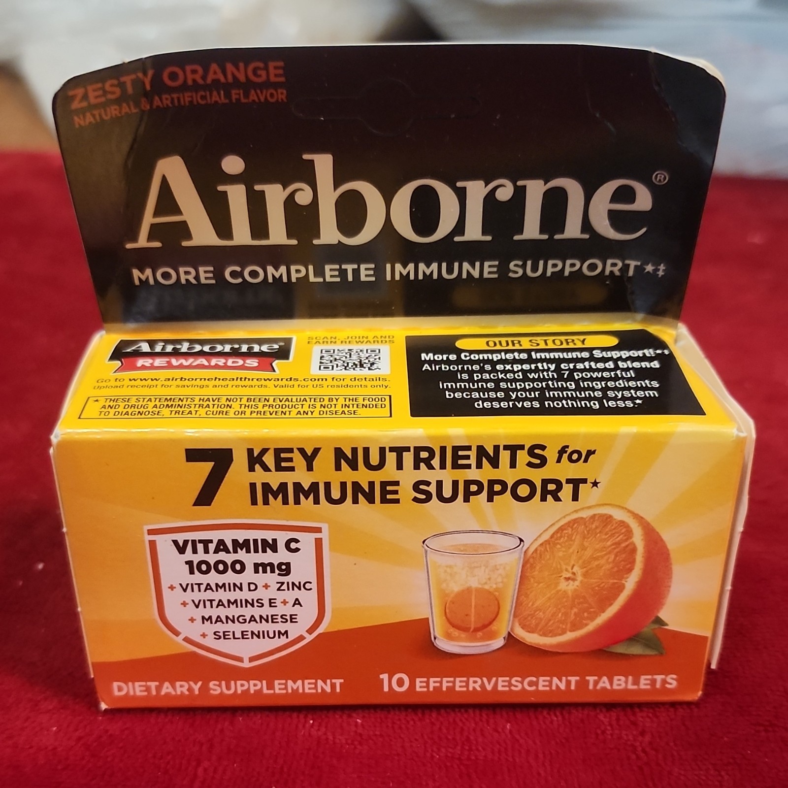 Airborne Effervescent Tablets Zesty Orange Immune Support 1000mg Vitamin C 10ct