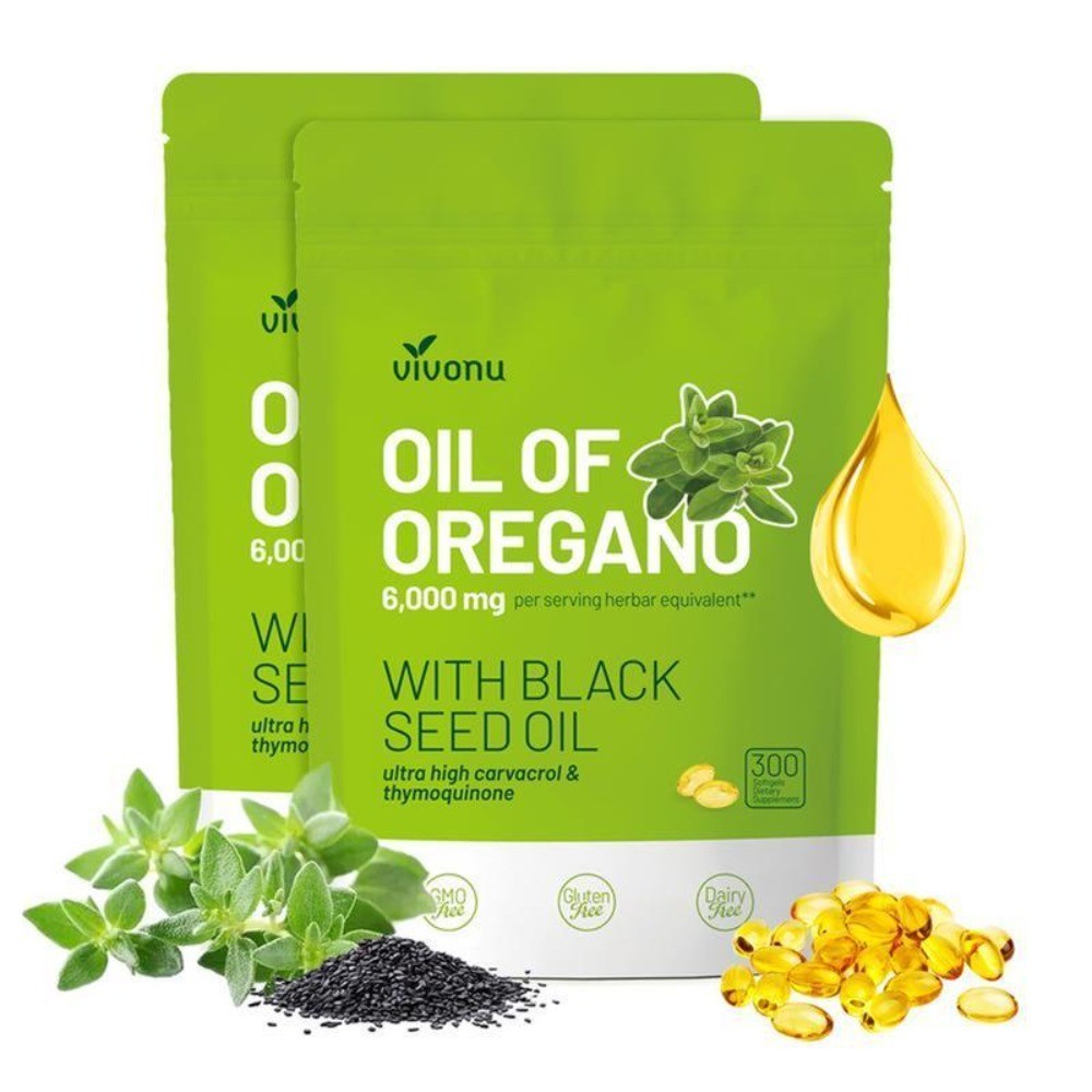 High Potency Oil of Oregano Black Seed Oil , 300ct Pure Organic Softgels , Antio