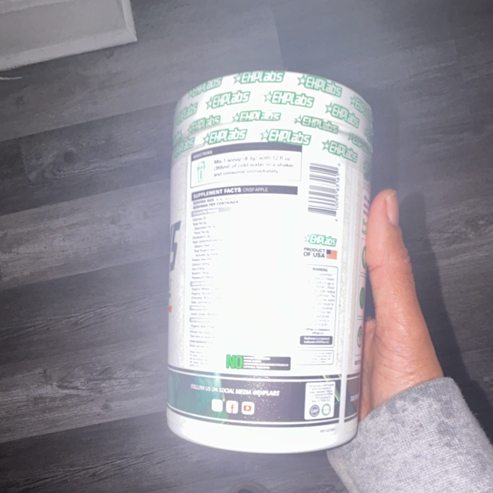 EHPlabs OxyGreens Super Greens Powder Crisp Apple 30 Serves Barley Broccoli Kale