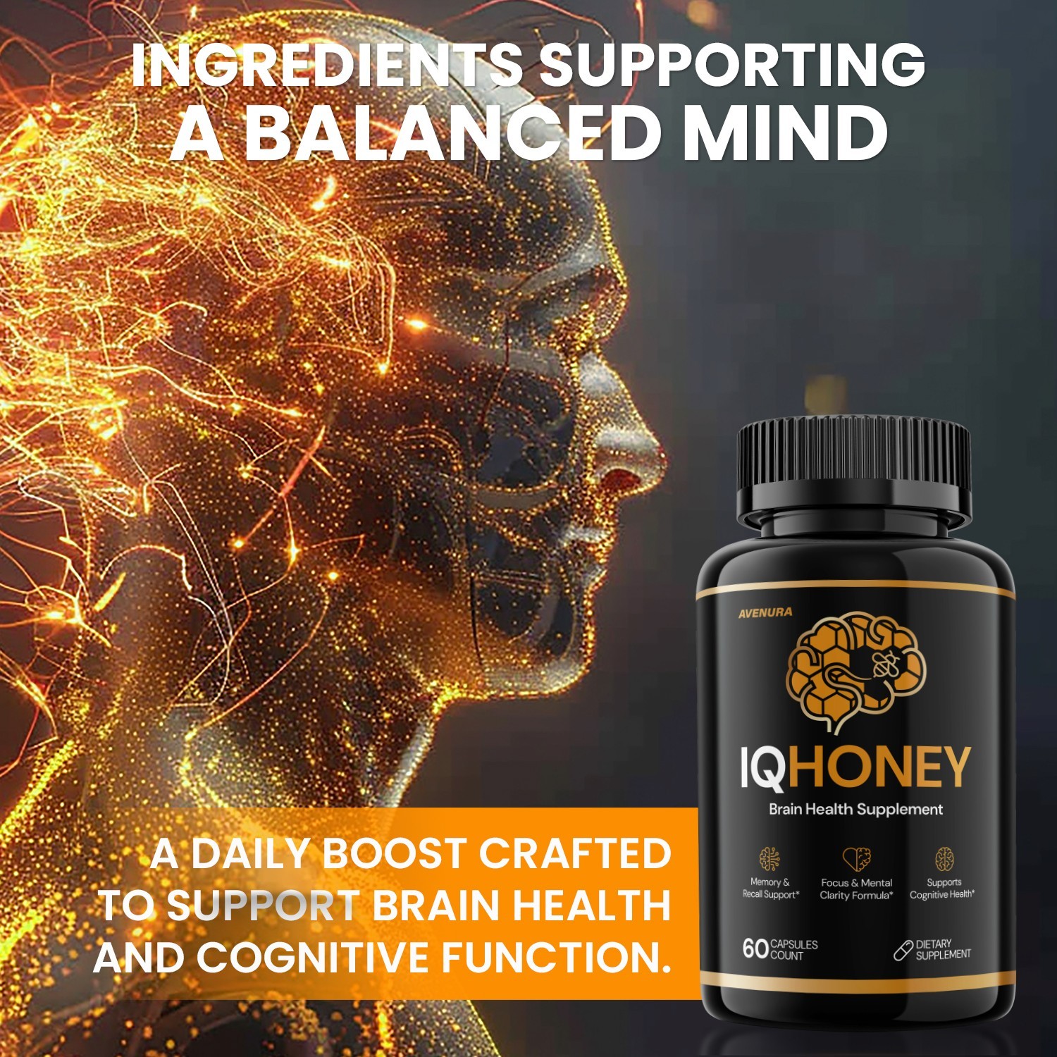 (1 Pack) IQ Honey Capsules – IQHoney Pills Advanced Formula Brain Health Support