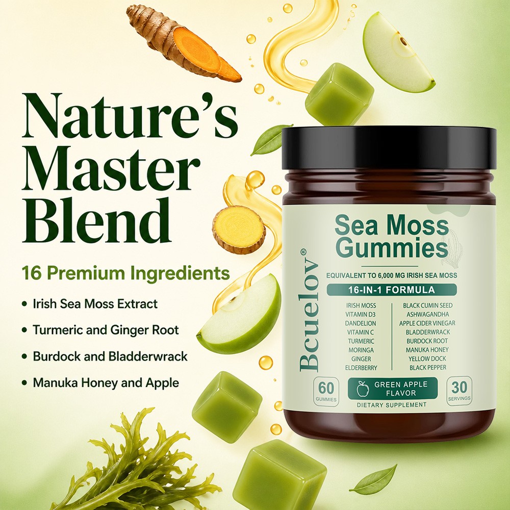 16-in-1 Sea Moss Gummie 6000mg Superfood Complex for Gut, Skin & Immune 60 Count