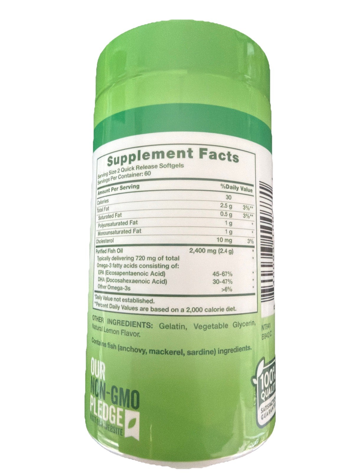 Nature’s Truth Fish Oil 2,400 mg Lemon Flavor Omega-3 120 Soft gels Exp 8/29