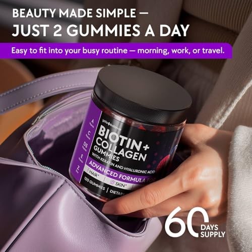 10,000mcg Biotin Gummies for Hair Growth – Collagen, Keratin, Silica &