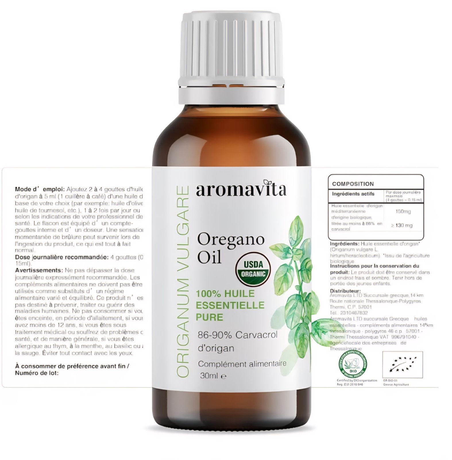100% Pure Organic Greek Oregano Oil Certified Undiluted Oregano Oil