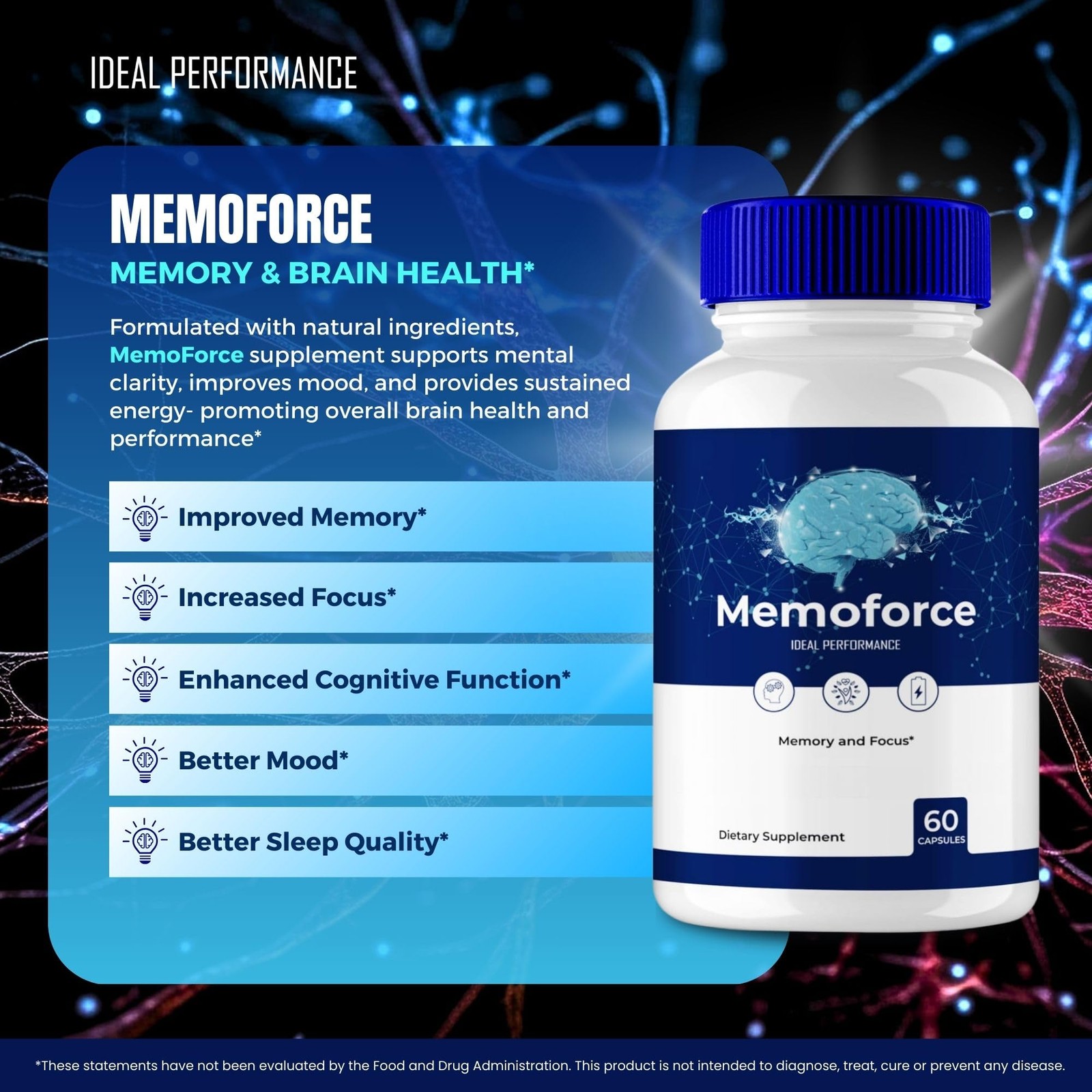 Memoforce Brain Supplement Supplement – 300 Capsules (5 Pack)