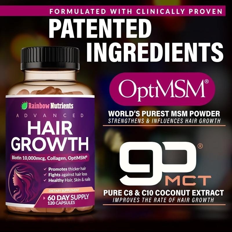 24-in-1 Advanced Hair development Vitamin | 10,000mcg, Biotin Collagen, Patente