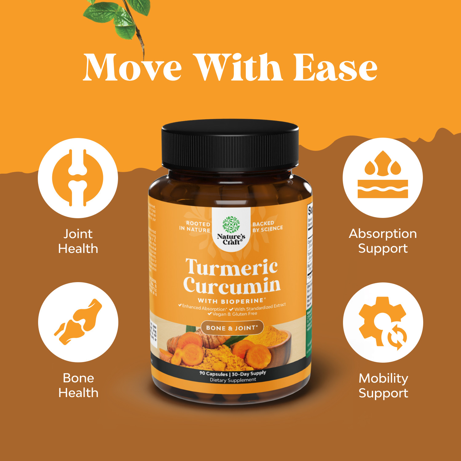 Turmeric Curcumin with Black Pepper Extract – Joint Health with Bioperine 90ct