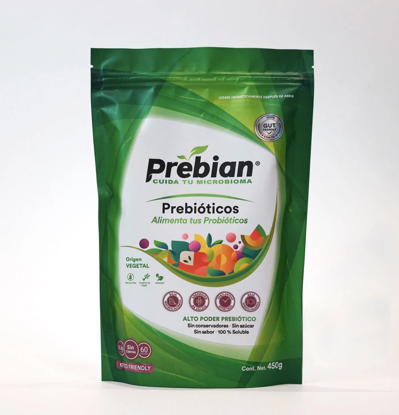 Prebian Prebiotic/Prebiotico Powder 450g-Gut Health & Microbiome Support