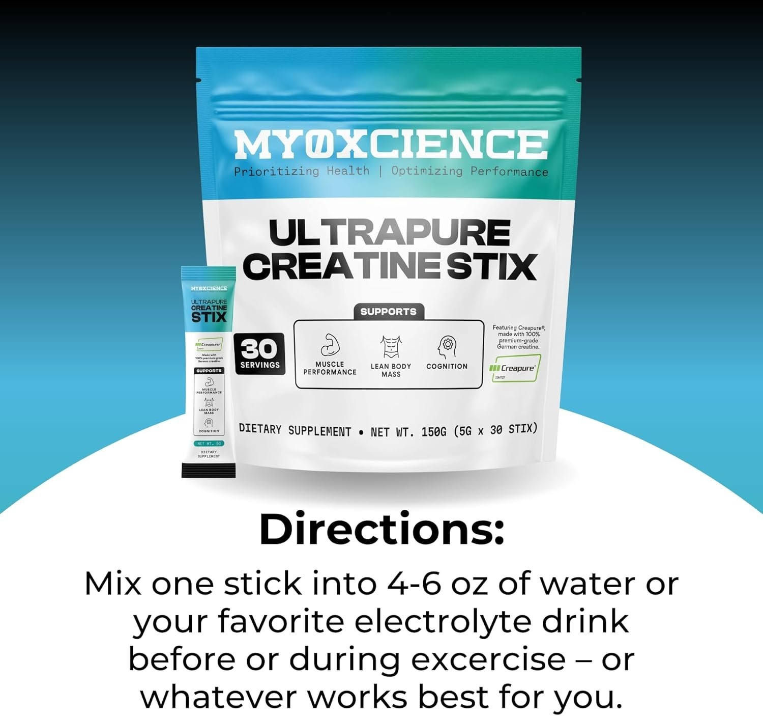 Myoxcience Ultrapure Creatine Stix – 5g of German Creatine Monohydrate – 30ct.