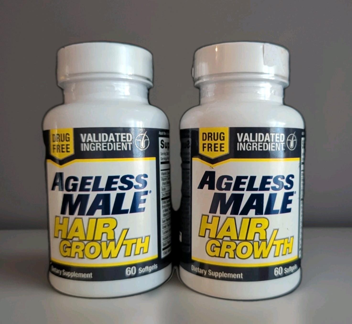 2 Pack Ageless Male Hair Growth Supplement 60 Softgels x2 Bottles Exp 12/26