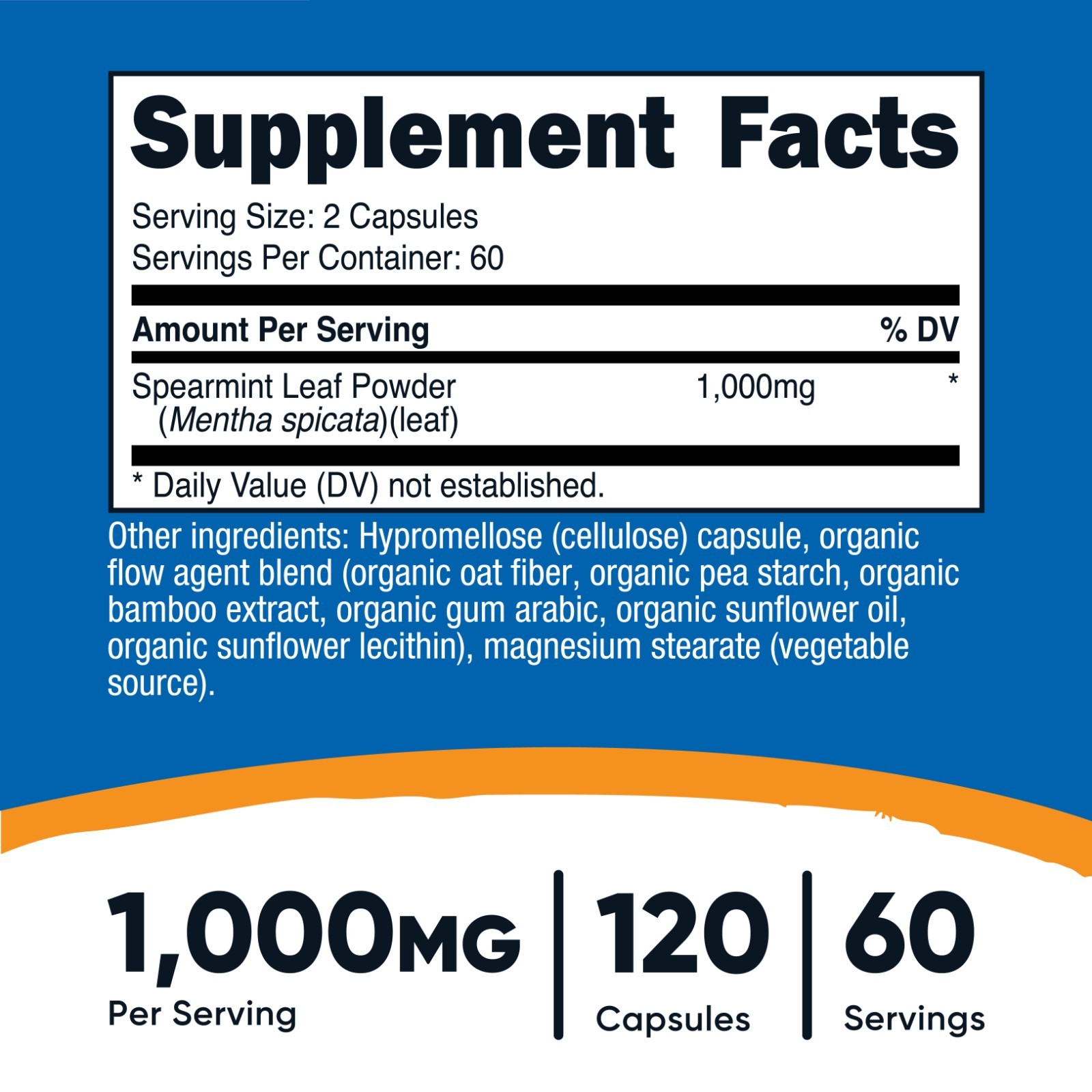 Nutricost Spearmint Leaf (1000mg) 120 Capsules – Spearmint Supplement, GMO-Free