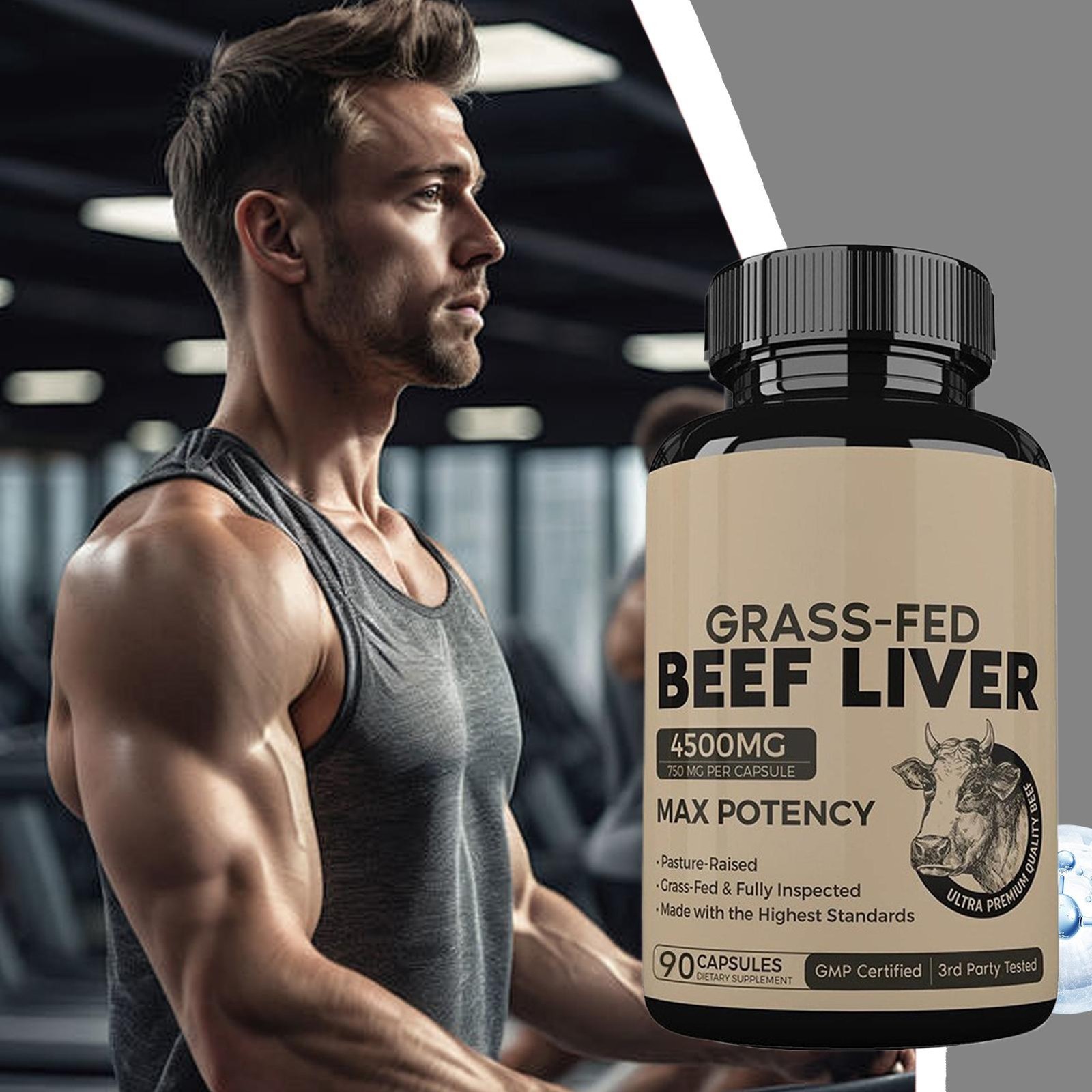 Grass Fed Beef Liver Capsules 4500mg 90 Count Dessicated Liver Supplement *1-2
