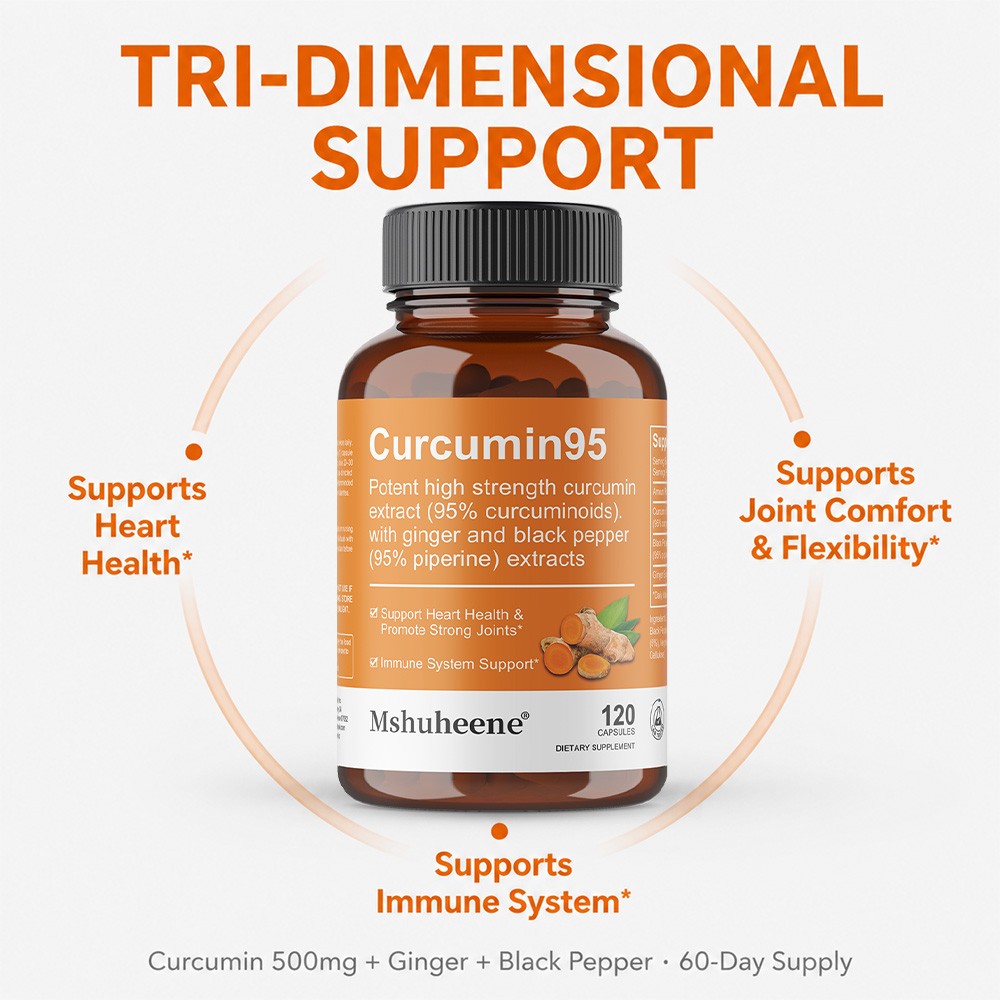 Turmeric Capsules with Ginger & Black Pepper,Joint & Heart Support, 30~120 Caps