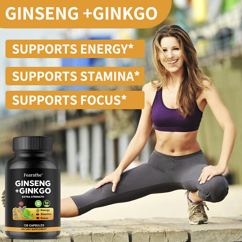 Korean Panax Ginseng 1650mg w/ Ginkgo Biloba for Memory Focus Energy Stamina