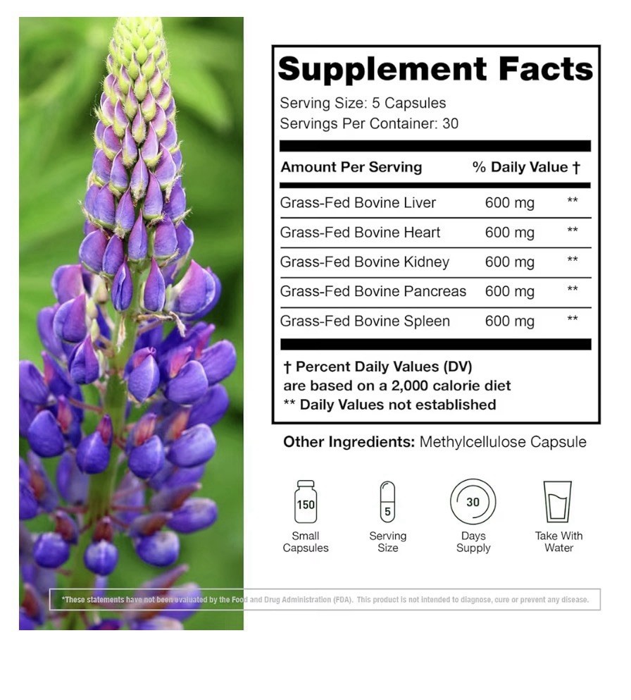 2 Pack KTD BIOLABS Grass Fed Beef Organ Pasture Raised Supplement