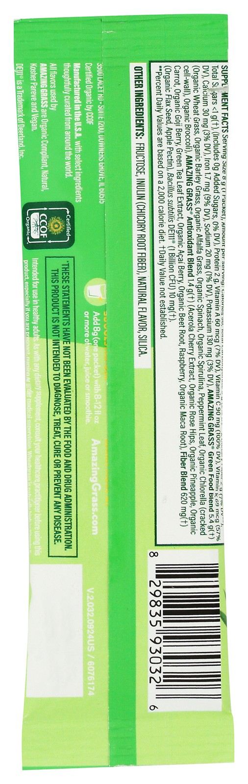 Amazing Grass Original Super Greens 0.28 Oz Dietary Supplement 15 Pack