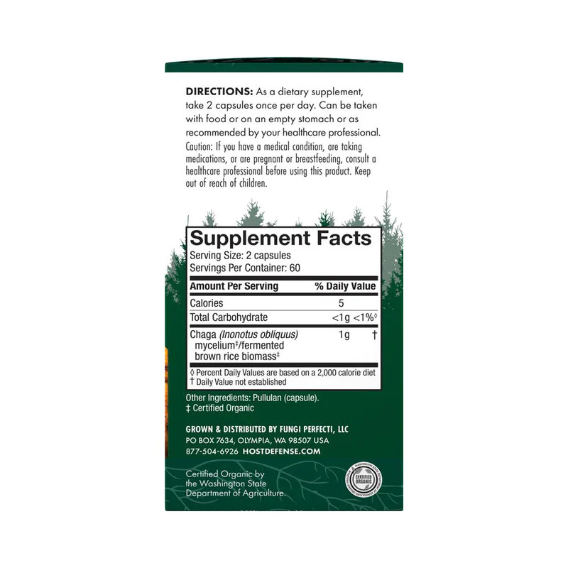 Host Defense Chaga 120 ct – Immune, Respiratory, Lung Health, Reishi