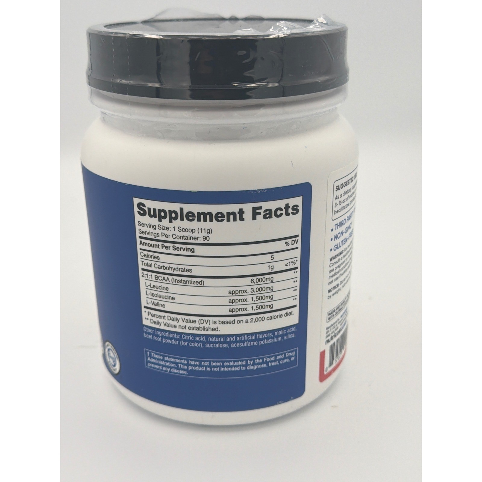 Nutricost Performance BCAA Powder Raspberry Lemonade 90 Servings 972 2:1:1 Ratio