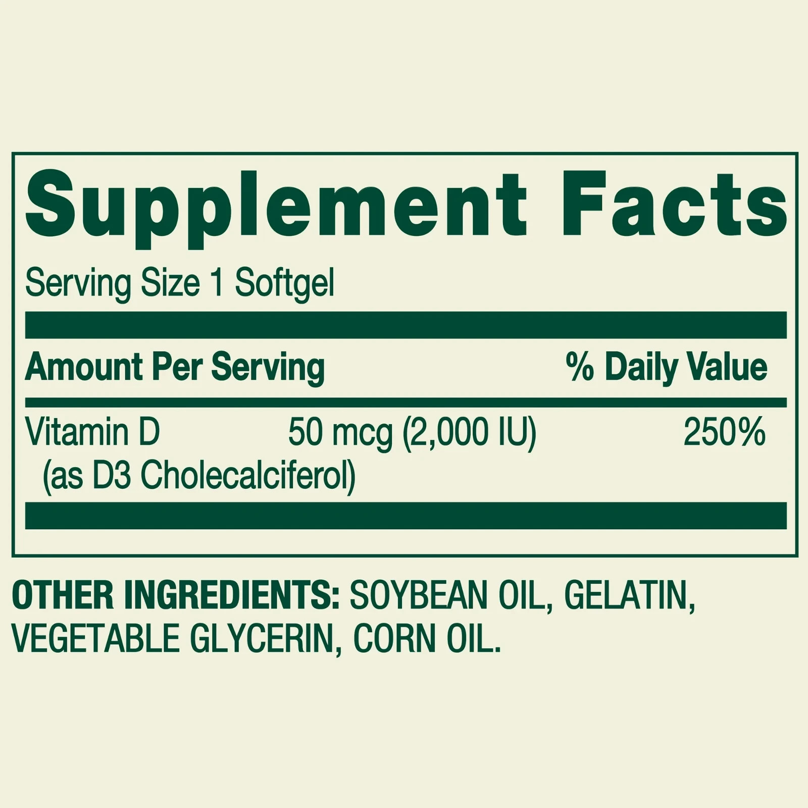 Spring Valley Vitamin D3 2000 IU (50 mcg) Softgels, Bone & Immune Support, 200 C