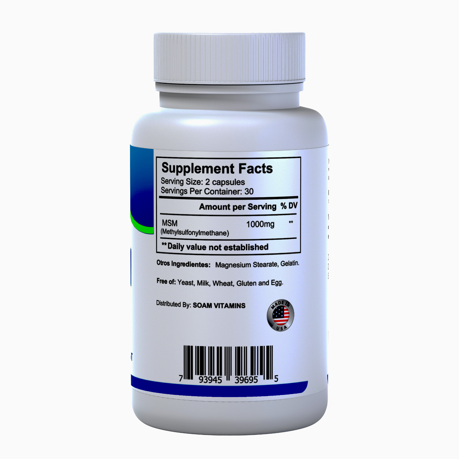 MSM 1000 mg – MSM Supplement – Joint Structure, Function & Comfort – 60 Capsules