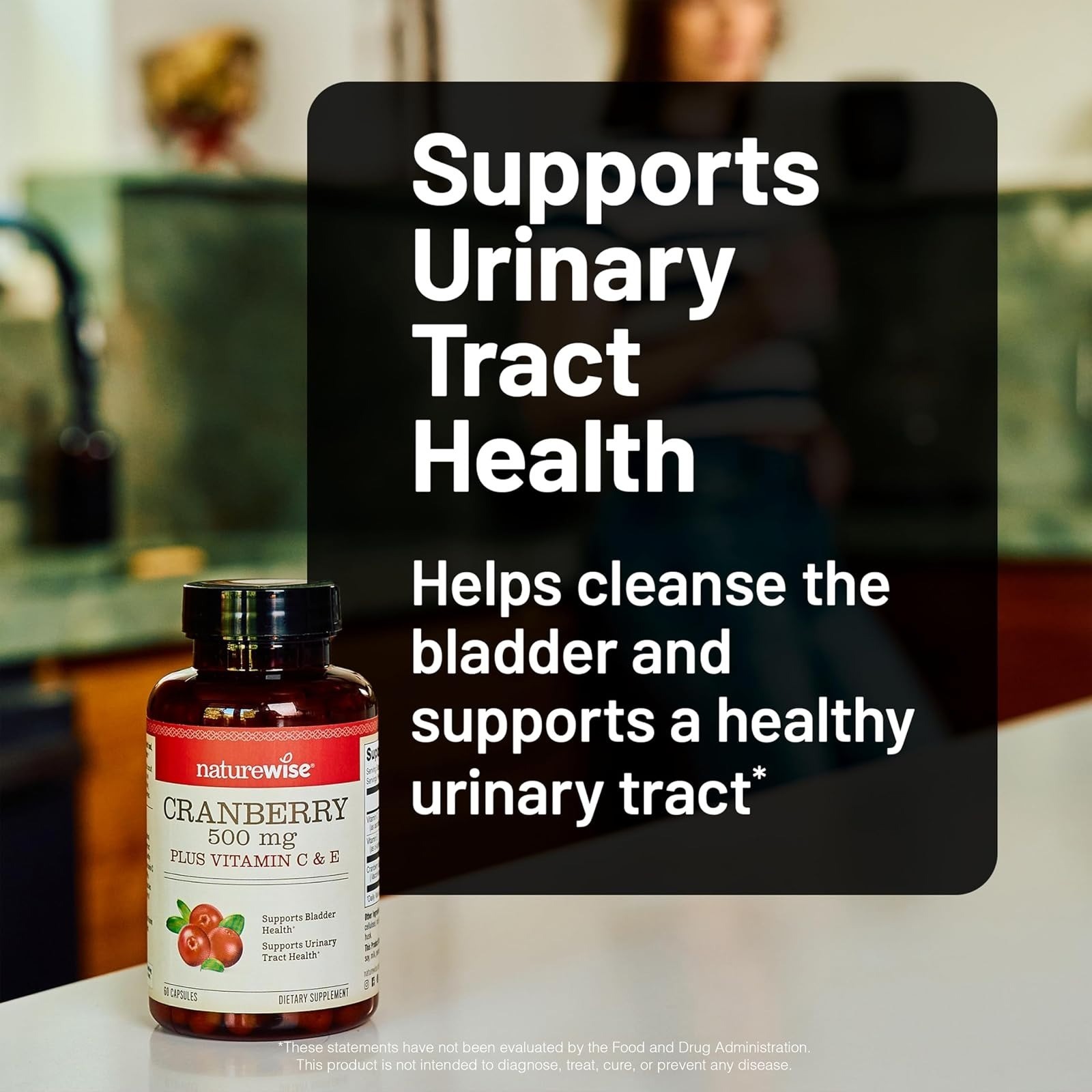 NatureWise Cranberry Pills 500mg – Urinary Tract Health – 60 Capsules