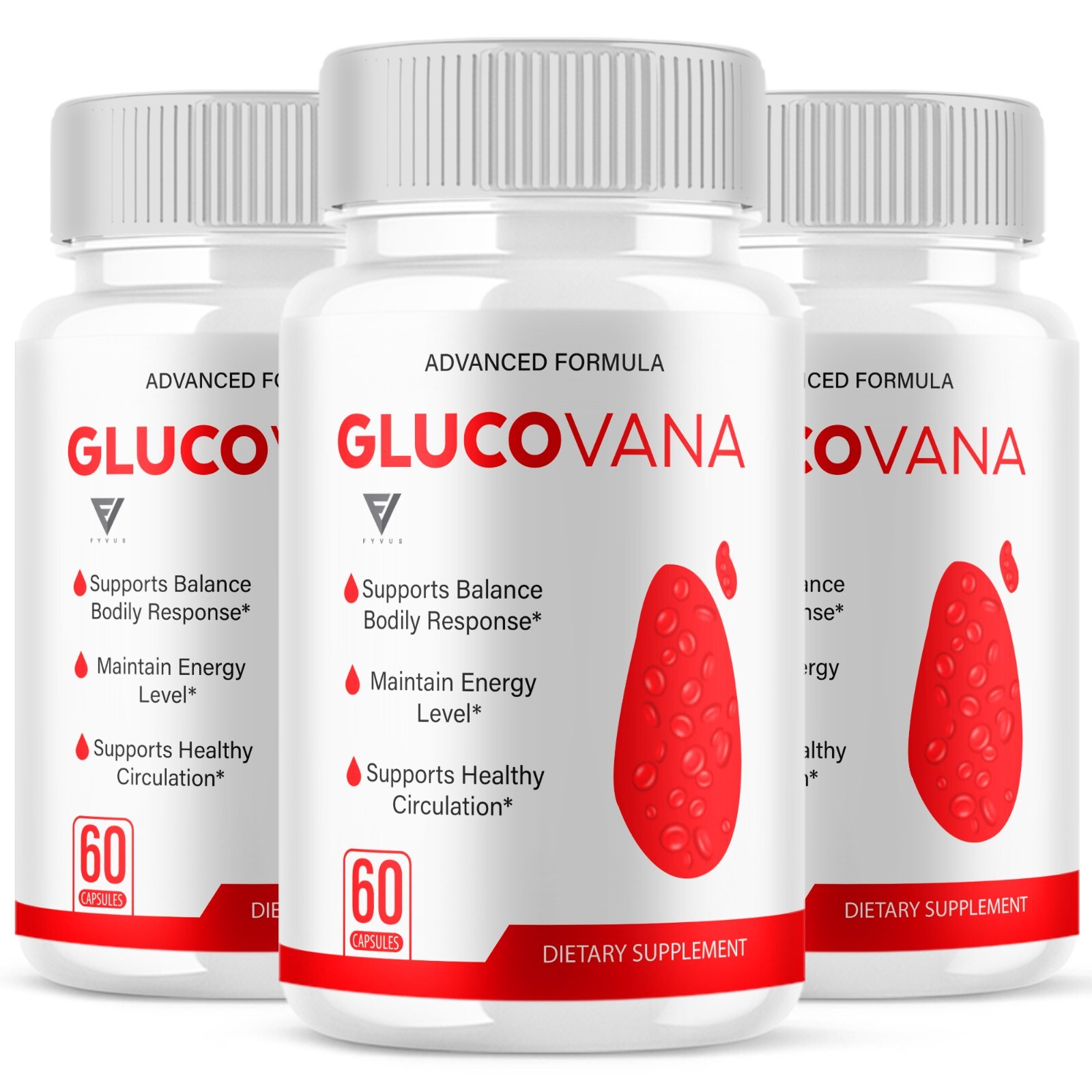 (3 Pack) Glucovana Pills, Glucovana Advanced Blood Health Formula (180 Capsules)