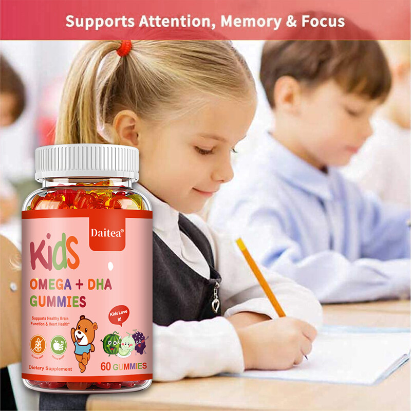Children’S DHA 60 Gummies Delicious Omega-3 Gummies Enhance Focus Memory Immune