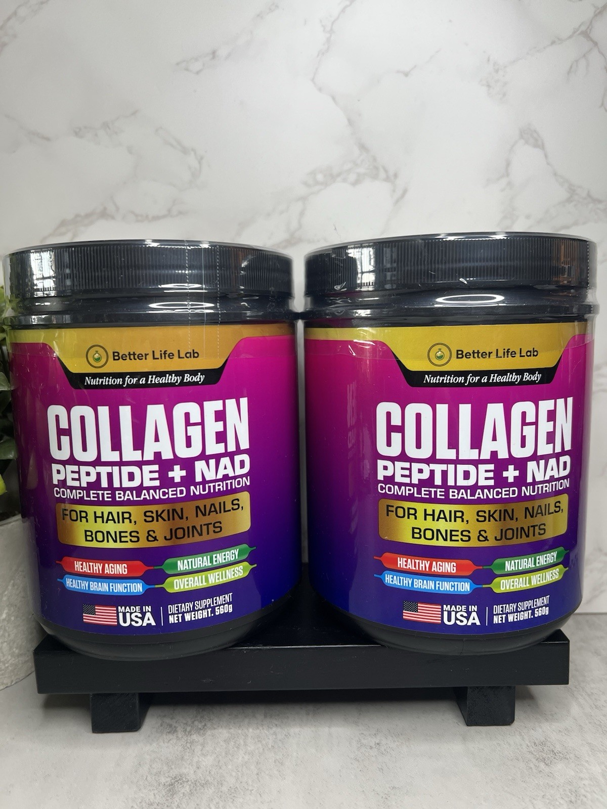 Better Life Lab Collagen Peptides + NAD Powder Unflavored 560g Bundle Exp 06/28