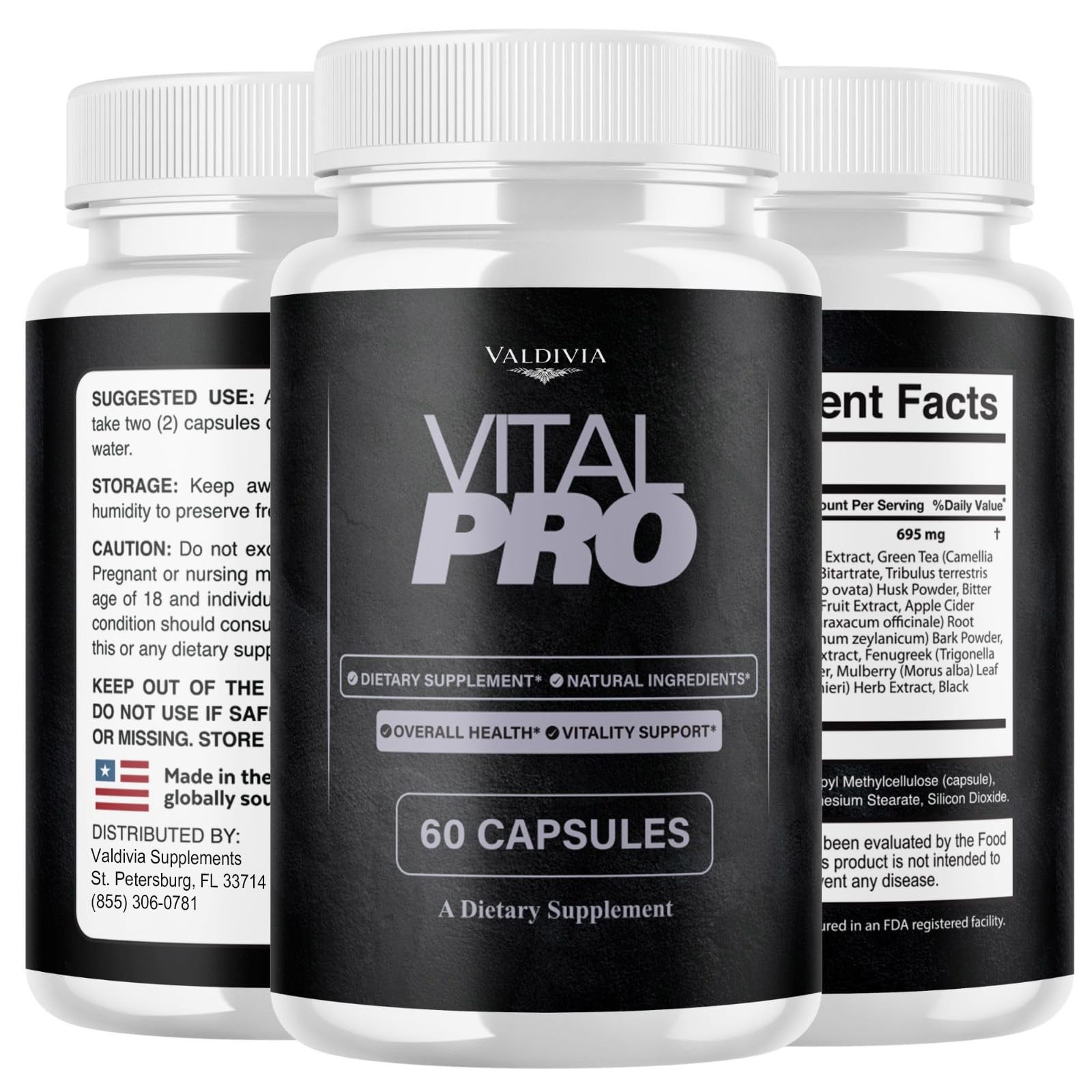 VitalPro Men Daily Wellness Supplement Capsules Energy Strength 2 Pack 120Ct